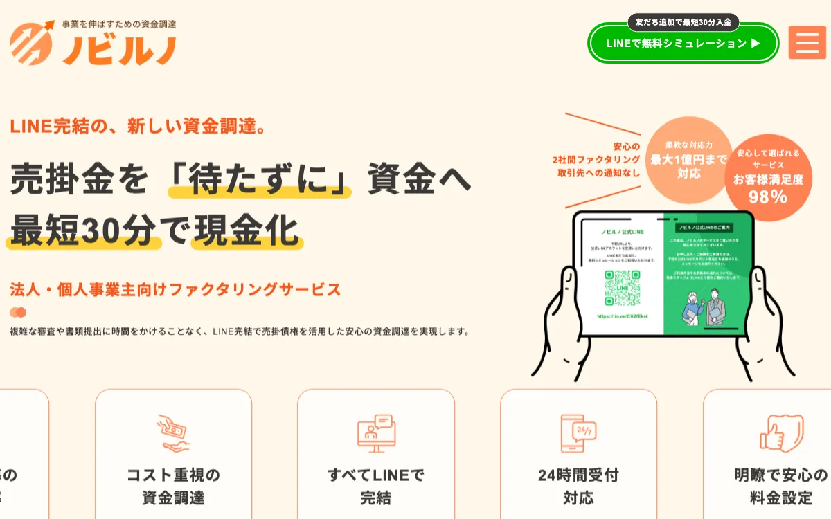 NOBIRUNO公式サイトのスクリーンショット