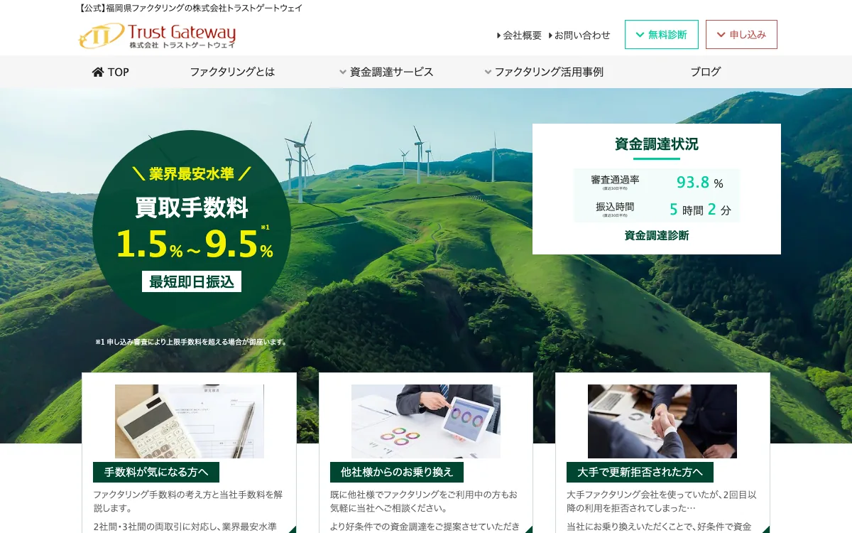 トラストゲートウェイ公式サイトのスクリーンショット