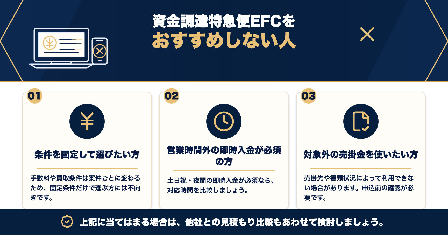 資金調達特急便EFCをおすすめしない人をまとめた図解