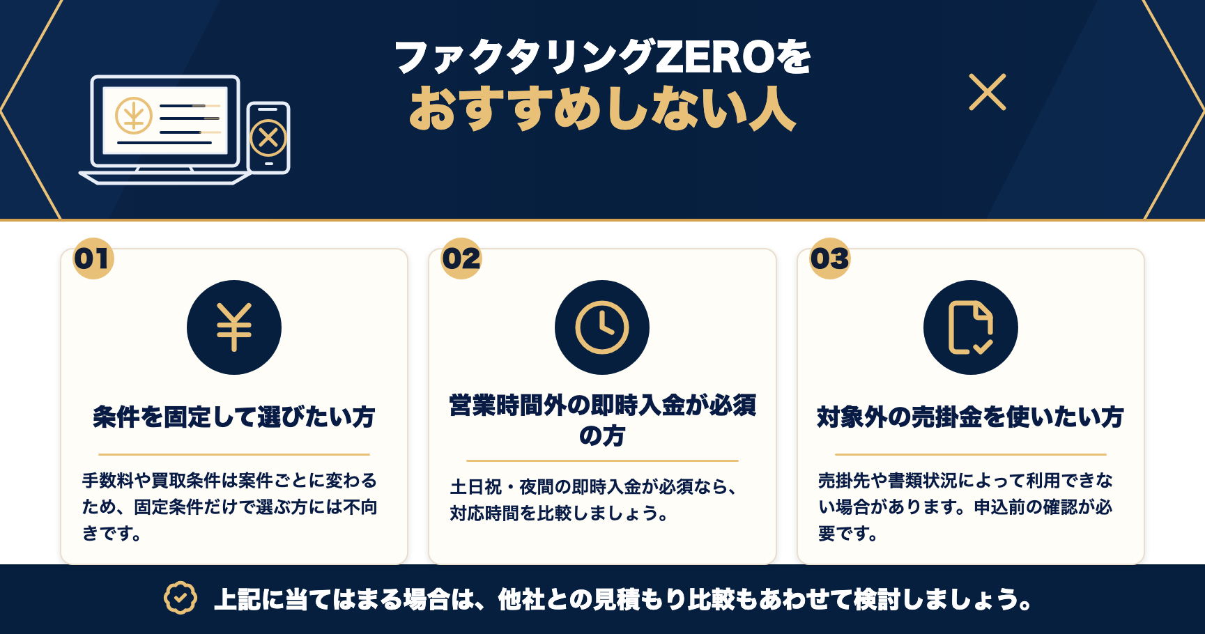 ファクタリングZEROをおすすめしない人をまとめた図解
