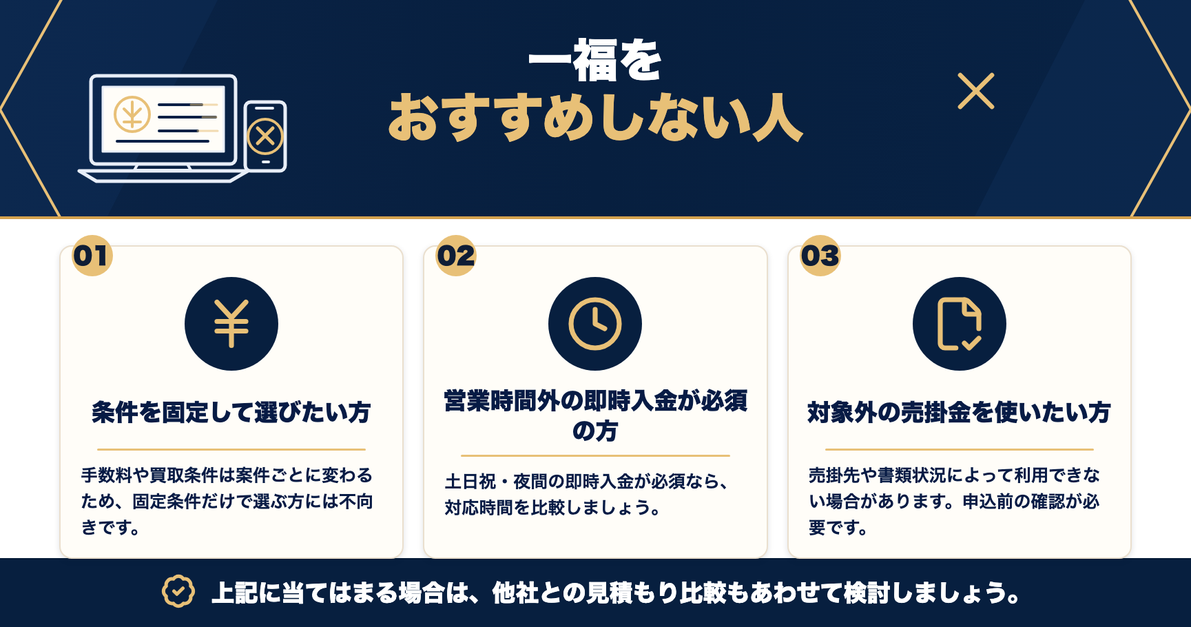 一福をおすすめしない人をまとめた図解
