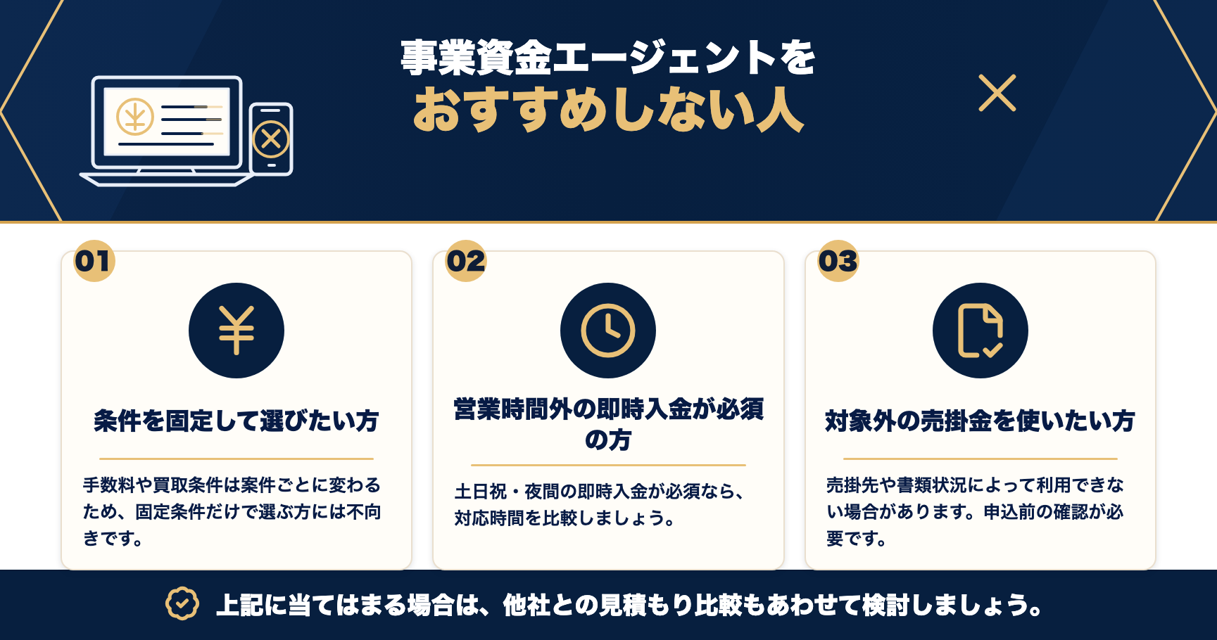事業資金エージェントをおすすめしない人をまとめた図解