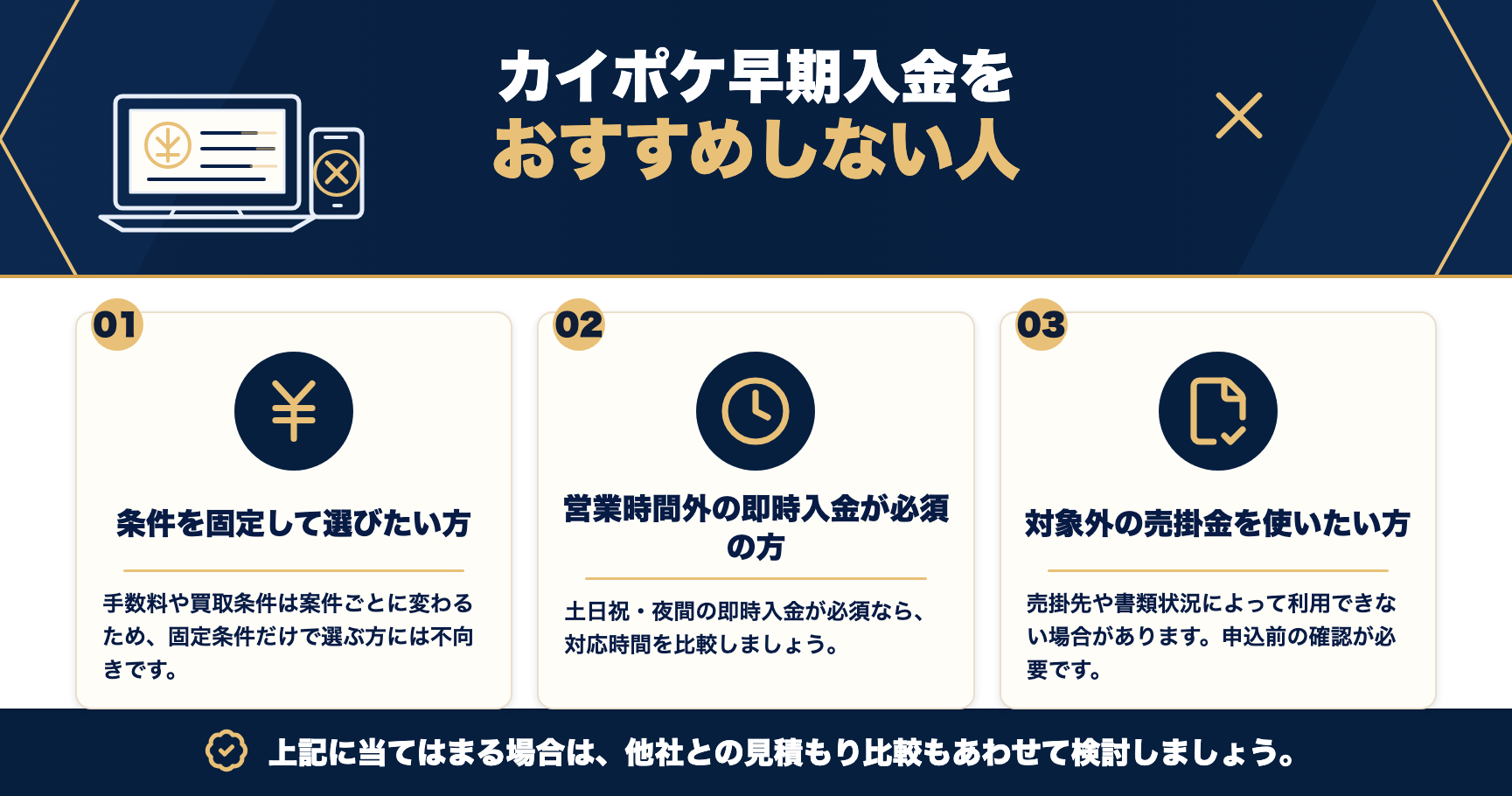 カイポケ早期入金をおすすめしない人をまとめた図解