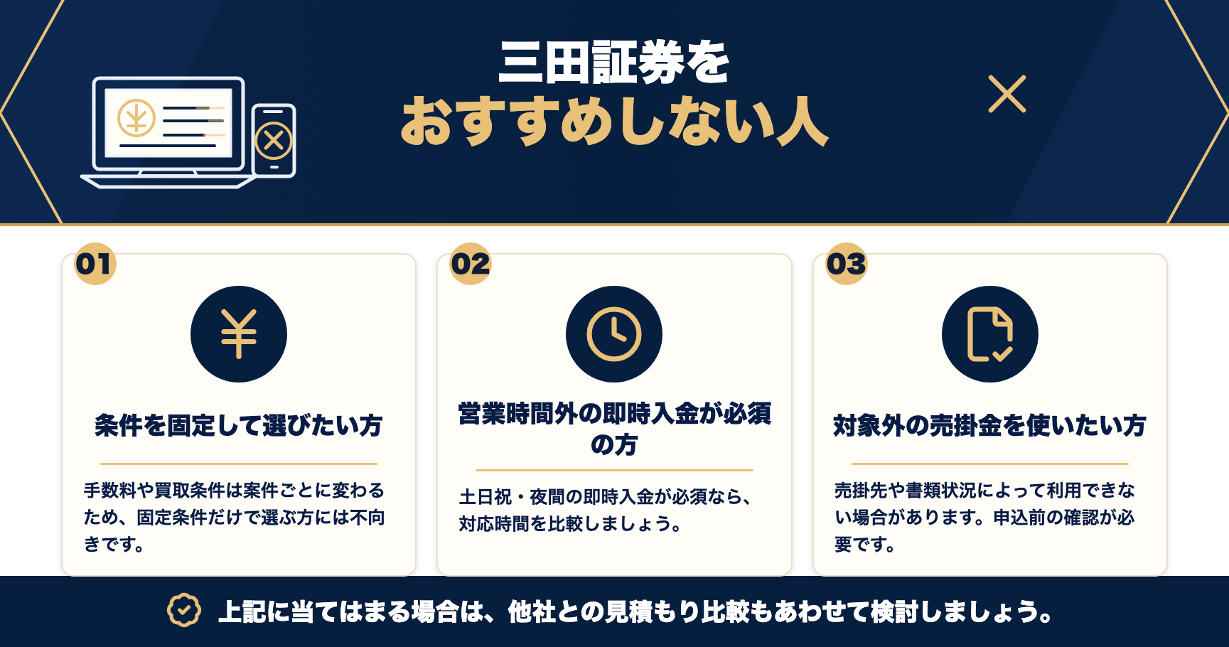 三田証券をおすすめしない人をまとめた図解