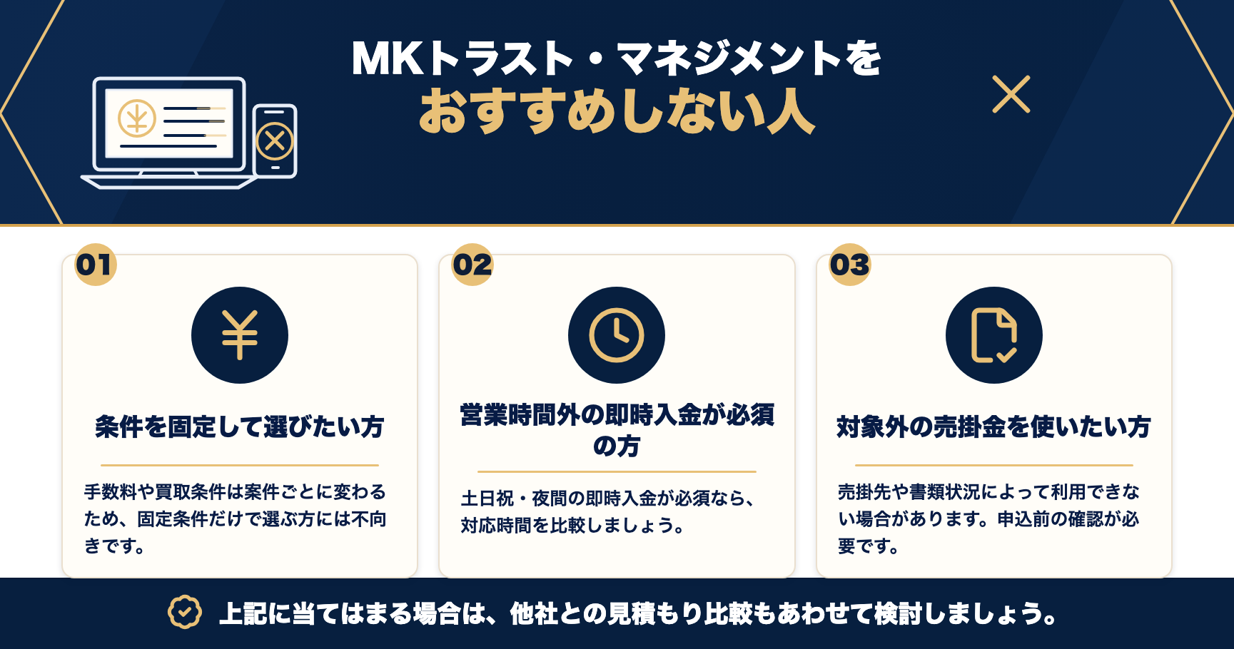 MKトラスト・マネジメントをおすすめしない人をまとめた図解