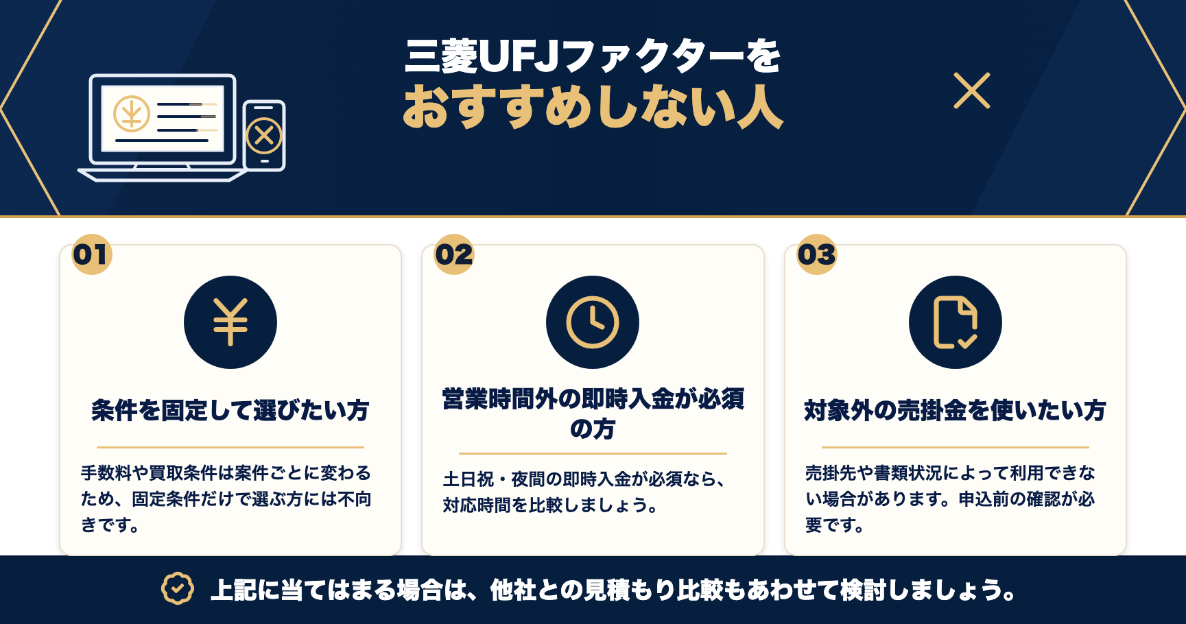 三菱UFJファクターをおすすめしない人をまとめた図解