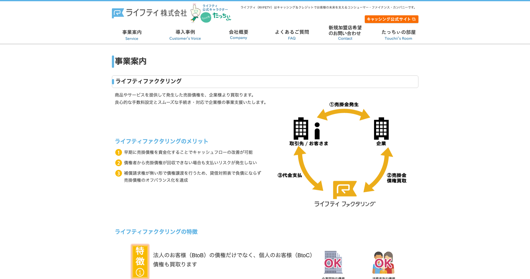 ライフティ公式サイトのスクリーンショット