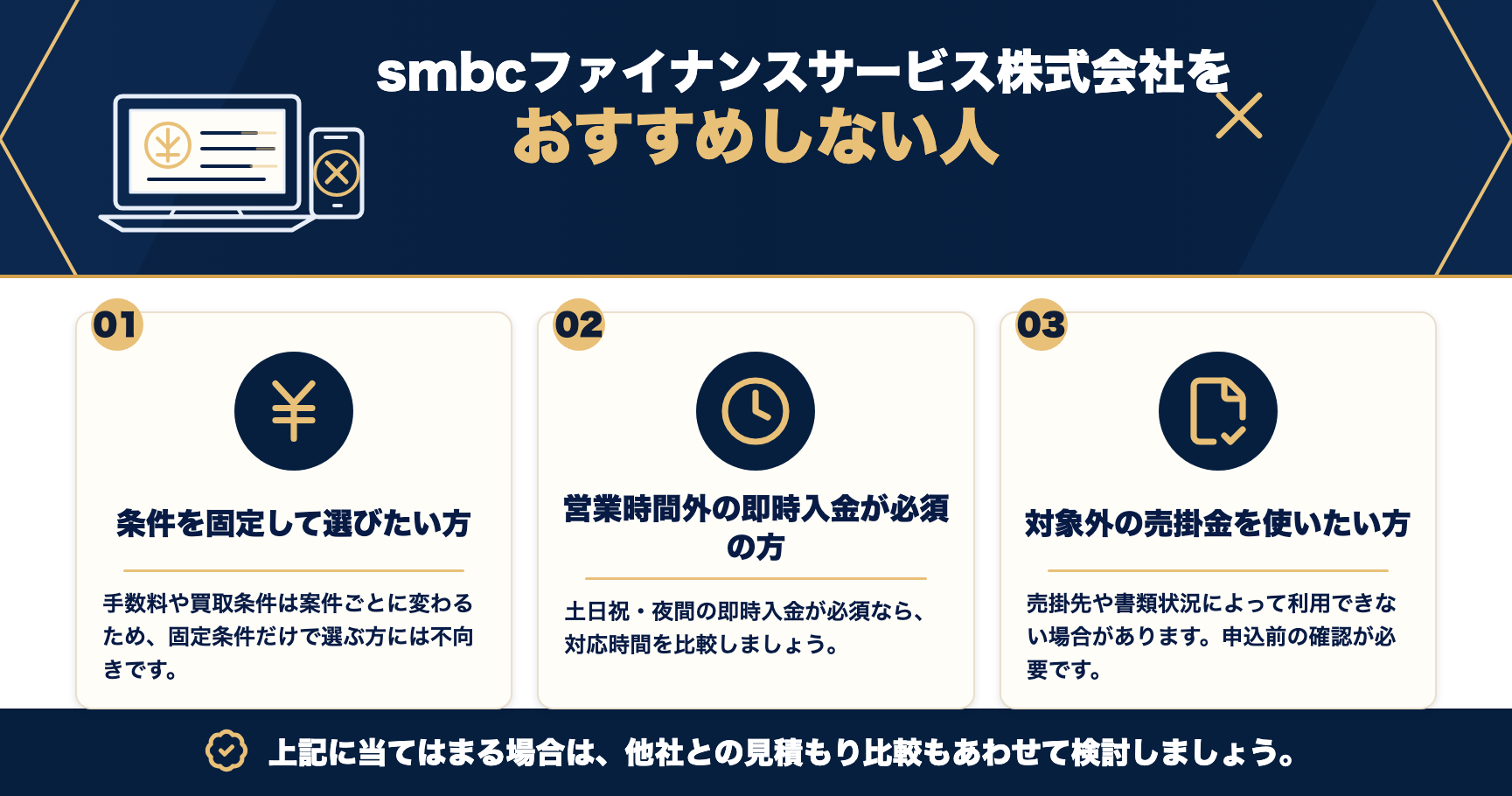 smbcファイナンスサービス株式会社をおすすめしない人をまとめた図解
