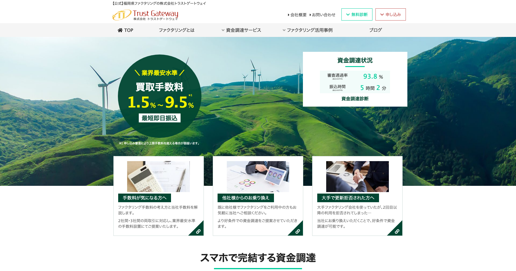 トラストゲートウェイ公式サイトのスクリーンショット