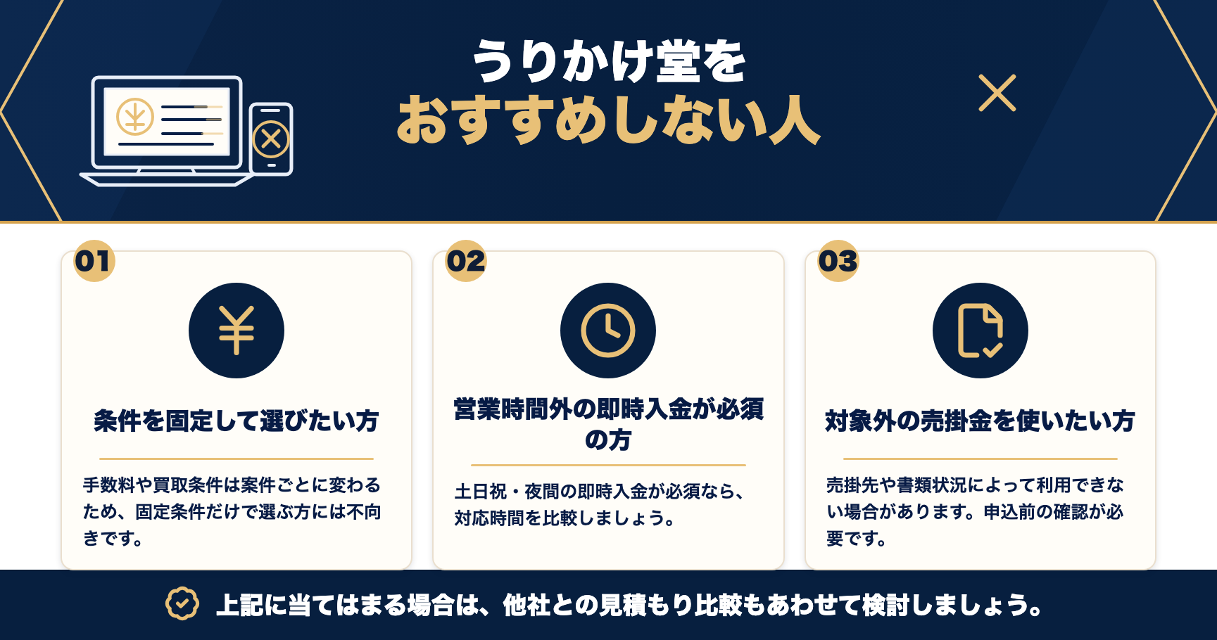 うりかけ堂をおすすめしない人をまとめた図解